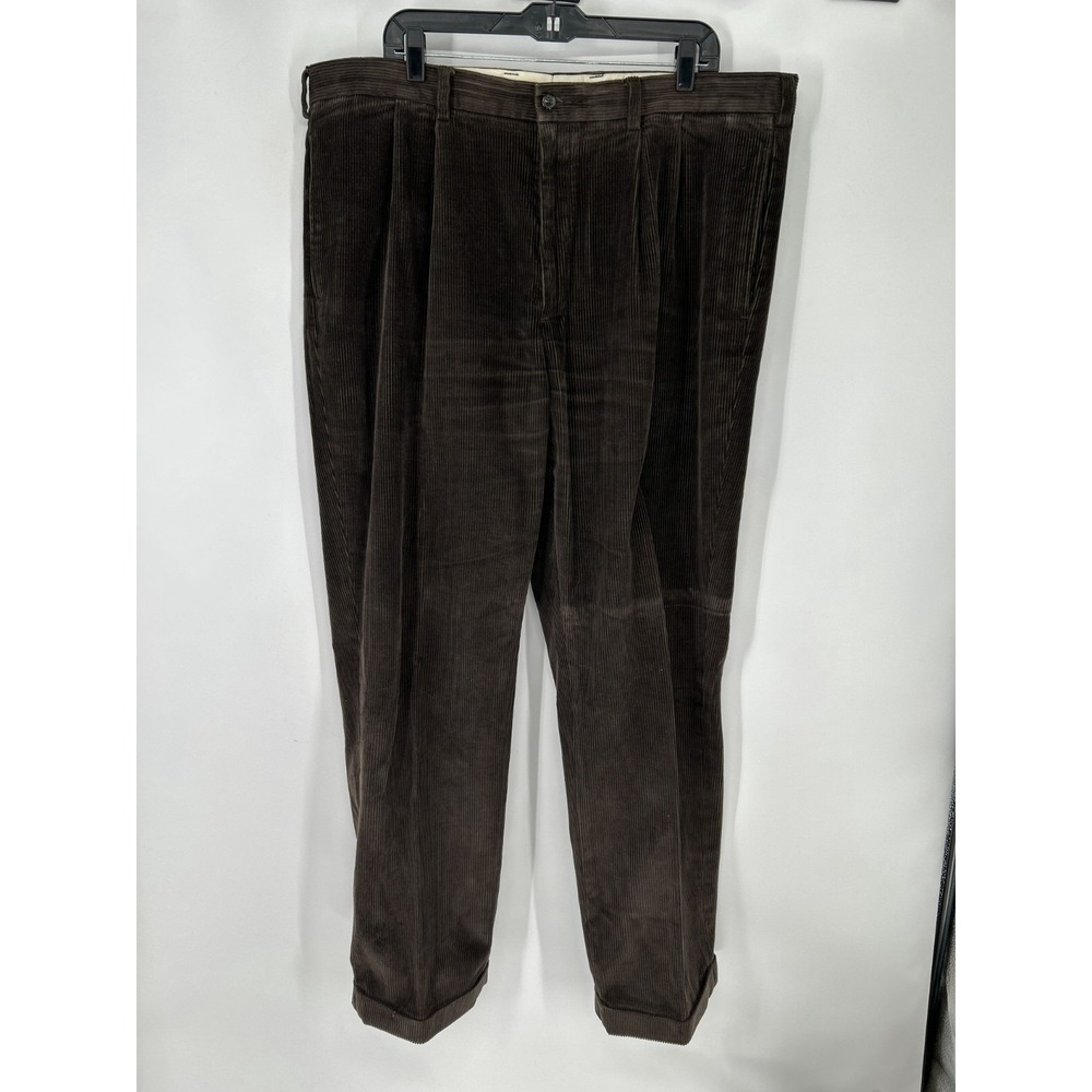 Brooks Brothers Elliot Corduroy Pants Mens 42x32 Pleated Cuffed‎ Straight Leg
